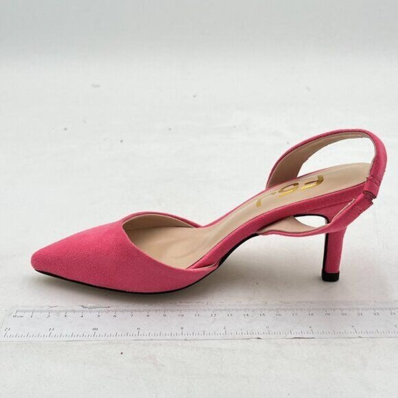 FSJ Women Fashion Low Kitten Heels Pumps Pointed Toe Slingback Sandals Party - Picture 7 of 8